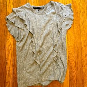 Veronica beard grey tee with ruffles